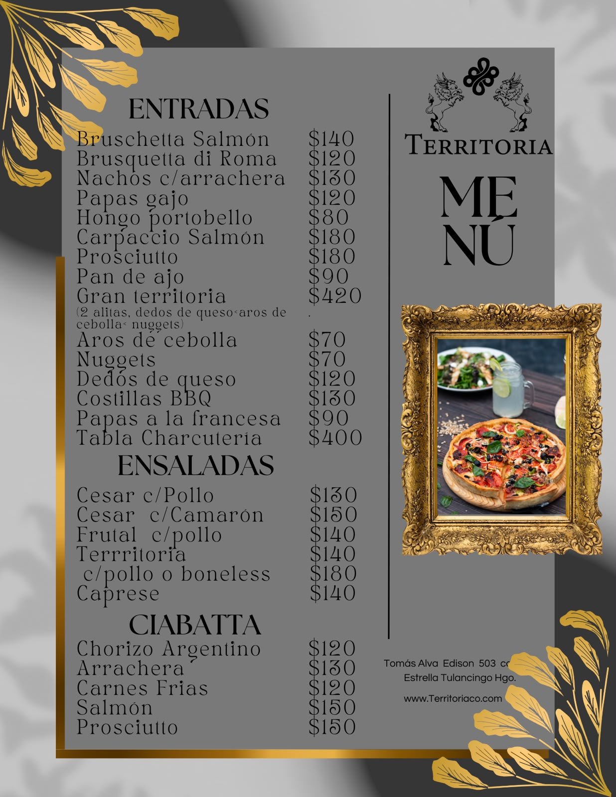 Entradas, ensaladas y ciabatta
